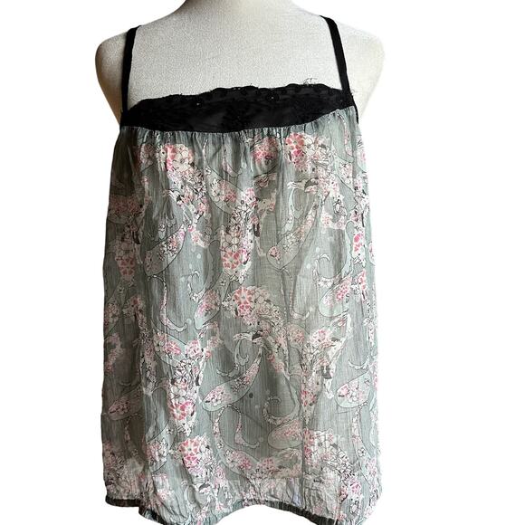 FREE PEOPLE | Y2K Vintage Lace Trim Cross Back Camisole | Size Medium - Picture 1 of 5